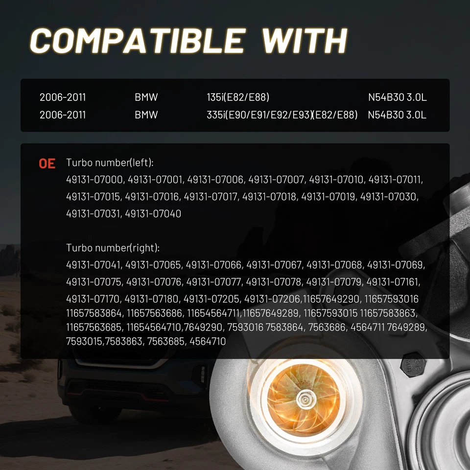 Juego de 2 turbocompresores aptos para BMW 135i 335i 2006 2007 2008 2009 2010 2011 Foto 2 de 4