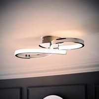 LED Ceiling Light Fitting Chrome Swirl Integrated Living Room