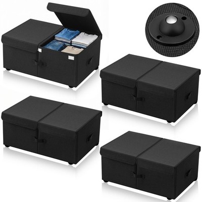 4 Pack Under Bed Storage with Wheels, 10 Inch Height 65L Large Capacity Folda...