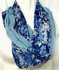 Serra Women  s Infinity Scarves 2 Pack, sky blue/ blue floral-58" loopX 10" NWT
