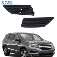 Left+Right For Honda Pilot 2016-2018 Black Housing Bumper Fog Light Lamp Cover