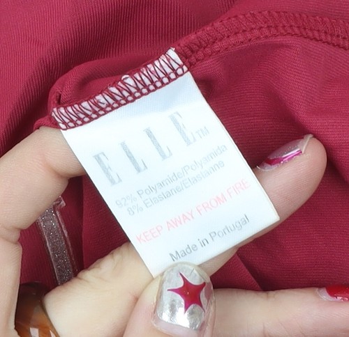 ELLE Damen T-Shirt rot Logo Gr. M Kurzarm stretchig Oberteil - Bild 6 von 12
