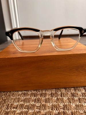 American Optical AO true vintage clear black eyeglasses frames 48 20 155