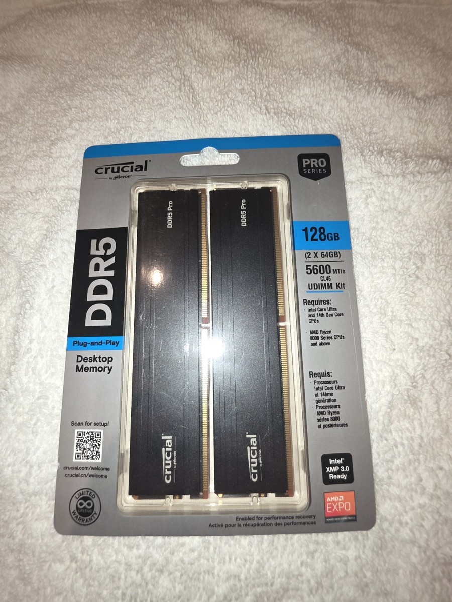 Crucial Pro 128GB (2 x 64GB) DDR5 5600 MHz UDIMM Memory Kit