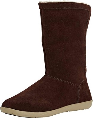 Crocs 15496 Women's Adela Chocolate Brown Fold Over Sherpa Fur Suede Booties 7