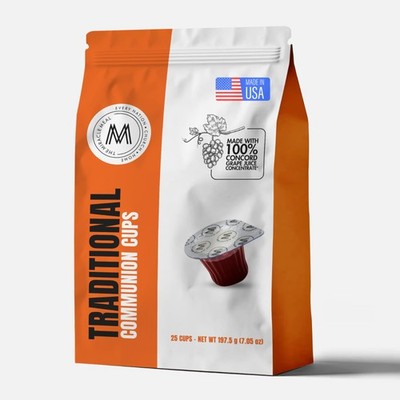 Travel Pack - Pre-Filled Traditional Communion Cup - Bag of 25 with Wafer and...