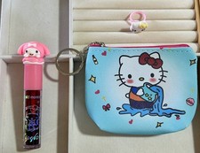 Hello Kitty Water Girl Purse Keychain and Ring with My Melody Lip Gloss-3 Pack
