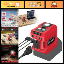 220W Power Inverter for Milwaukee 18V Battery, 110V AC, USB-C  USB-A, LED Light