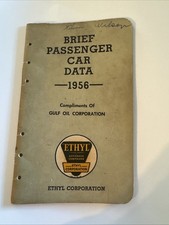 VIntage 1956 Brief Passenger Car Data Oil Ethyl Corp. Gulf Oil Advertising Book VIntage 1956 Brief Passenger Car Data Oil Ethyl Corp. Gulf Oil Advertising Book