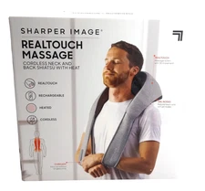 Sharper Image Realtouch Shiatsu Wireless Neck & Back Massager w/ Heat Gray