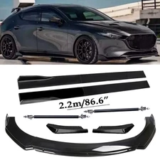For Mazda 3 Hatchback Front Bumper Lip Spoiler Side Skirts Rear Lip Glossy Black