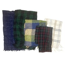 Bundle of 5 Plaid Patterned Scarves Set - Various Sizes