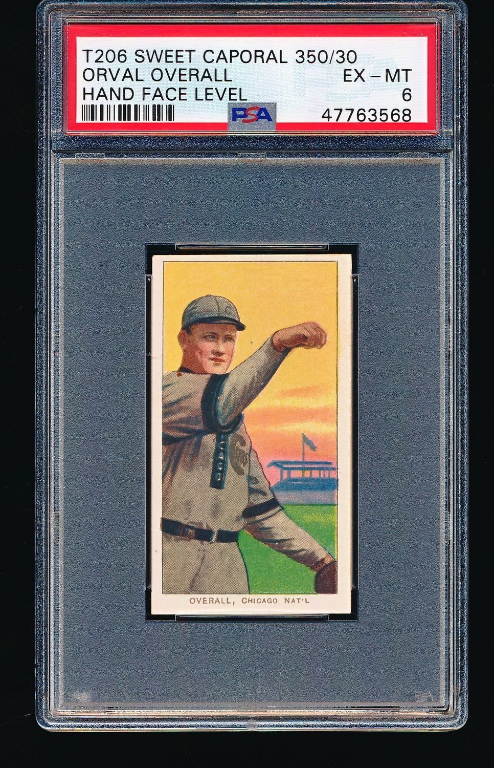 1909 T206 Sweet Caporal ORVAL OVERALL Hand Face Level PSA 6