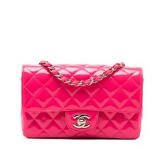Authenticated Chanel Mini Rectangular Classic Patent Single Flap Hot Pink