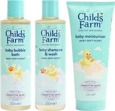 Childs Farm Baby Regime Bundle | Bubble Bath (250ml), Shampoo & Body Wash (250ml