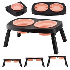 Elevated Dog Bowls for Large Dogs Medium Pet, Collapsible Pink