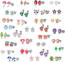 30 Pairs Hypoallergenic Earrings for Girls Sensitive Ears with Stainless Steel P