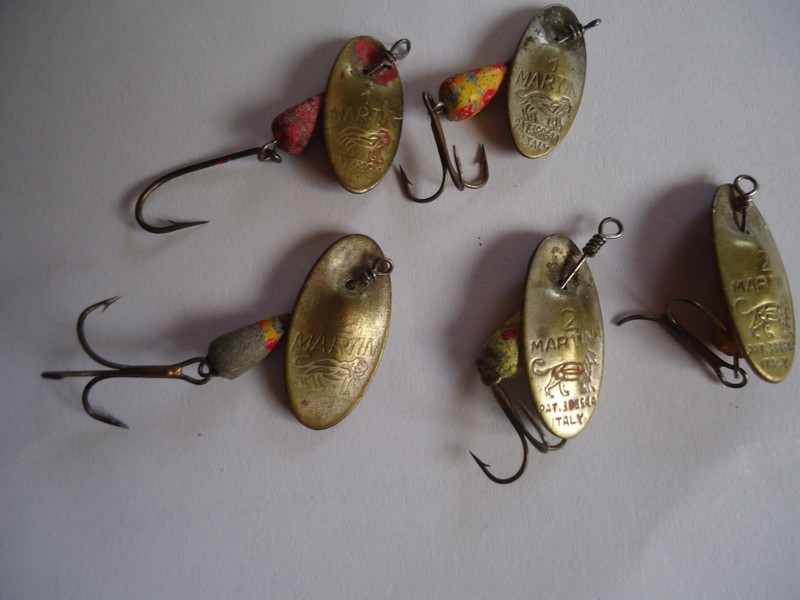 lot of 5 vintage panther martin fishing lures size 1 annd 2
