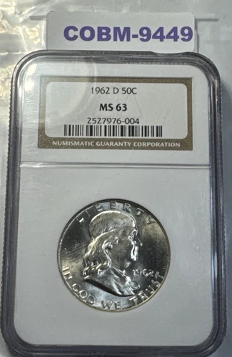 1962-D 90% SILVER Half Dollar 50 Cent NGC Graded MS63 Coin COBM-9449