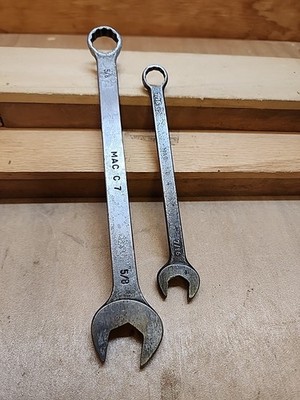 2 Vintage MAC Tools SAE Combination Wrenches C 7, 5/8  & C 4, 7/16  12 Pt USA