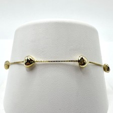 7"14K Yellow Gold Box Chain Heart Bracelet 2.25g ML1083151 