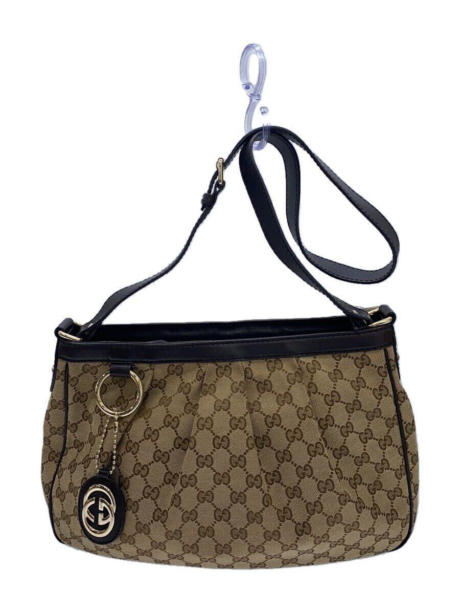 GUCCI beige patterned shoulder bag with interior stain Preowned