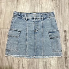 Girls Vanilla Star Frayed Hem Denim Cargo Skirt Size 12