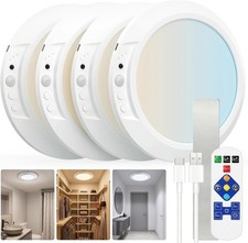 Rechargeable Motion Sensor Ceiling Light 4 Pack with Remote Wireless 3CCT Color