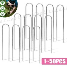50* Heavy Duty Trampoline U-Shaped Metal Wind Stake Goal Pegs Tent Ground Anchor