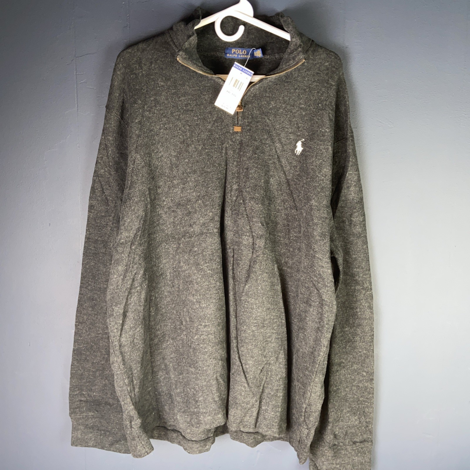 PONY POLO RALPH LAUREN Maglione Uomo Nero Cotone 1 4 Quarto Zip Felpa 2XL