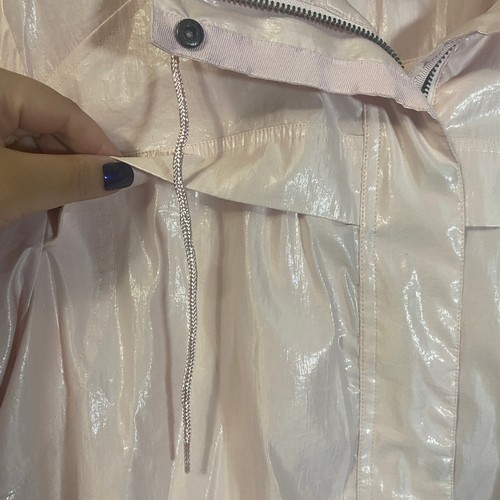 Chicos Blush Rosa Cortavientos Cremallera Completa Chaqueta de Lluvia con Capucha Brillante Mangas 3/4 Talla L - Imagen 5 de 14