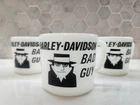​Fireking Harley Davidson Bad Guy Milk Glass Mug Anchor Hocking Vintage Bundle