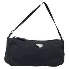 PRADA Accessory Pouch Nylon Black Silver Auth bs33980