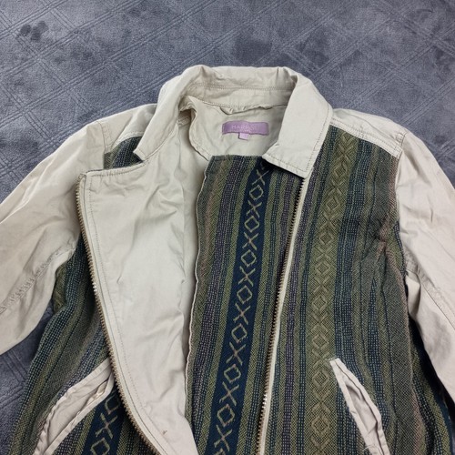 Harper Jacket Womens Sz M Moto Asymetrical Zip Aztec Embroidered 100% Cotton - Picture 4 of 14