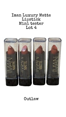 4 Pack! Iman Luxury Matte Lipstick, Outlaw Sample Mini