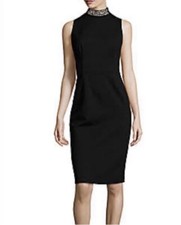 David Meister Black Dress Womens Size 4 Sleeveless Removable Jewel Collar NEW