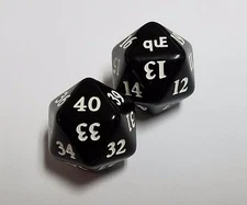 Black Commander / EDH Life Spindown Dice Set (40-21 & 20-1) for Magic MTG CCG