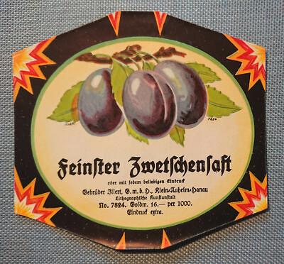 Old Saftetikett Label Zwetschensaft Design Illert Auheim Art Institute