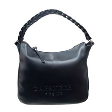 Borsa donna a spalla Cafè Noir Nero Nera Sacca Logo Tracolla morbida zip