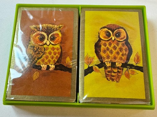 VTG NEW Hallmark OWL Playing Cards 2 Complete Decks 1970s- Groovy- Hippie/ - Picture 9 of 9