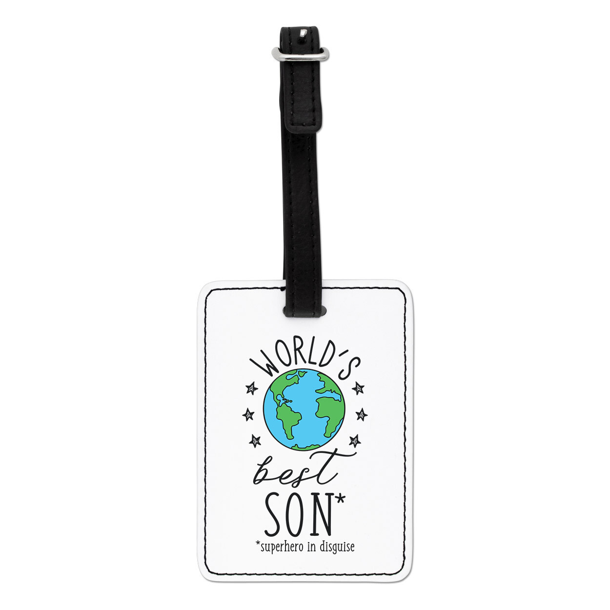 World's Best Son Visual Luggage Tag Suitcase Favourite Joke Awesome Family Funny