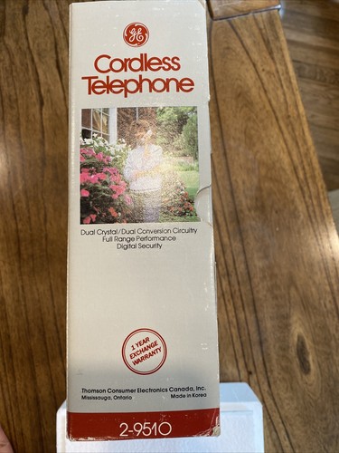 Vintage GE Cordless Telephone Dual Crystal Digital Security System 2-9510 - New - Zdjęcie 8 z 9