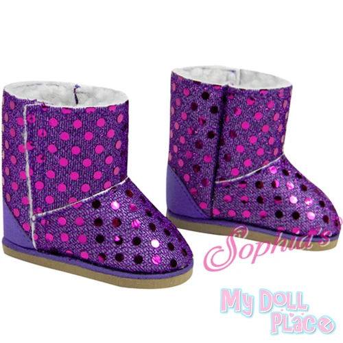 Purple Boots Sequins Winter Shoes made for 18 inch American Girl Doll Clothes