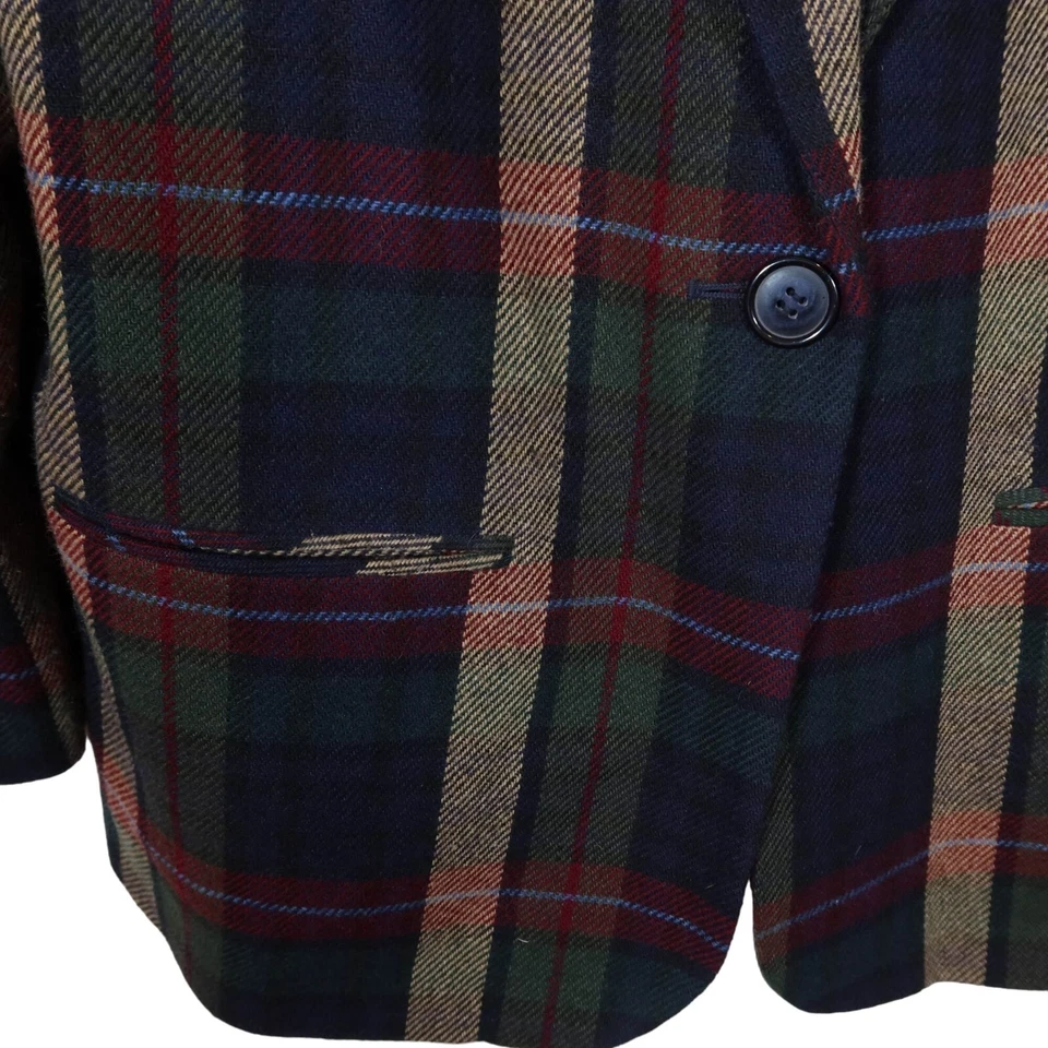 Blazer a Cuadros Vintage Años 90 Y2K Mezcla Lana Tono Tierra 14 Sag Harbor Dark Academia Foto 3 de 4