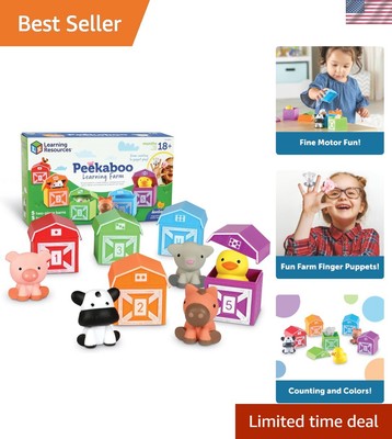 Interactive Farm Animal Toy with 5 Finger Puppets - Early Learning for Toddlers