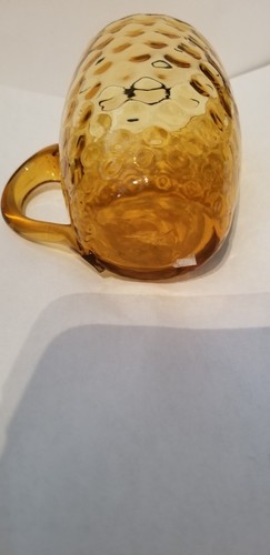 ANTIQUE MOSER ART GLASS AMBER INVERTED THUMBPRINT ENAMEL CUP MUG - Picture 9 of 9
