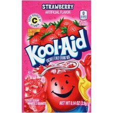Kool-Aid Strawberry Flavor Unsweetened Soft Drink Mix, 0.14 oz Pack of 96 