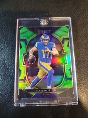 2022 Select Neon Green Prizm Die-Cut Baker Mayfield /299 LA Rams