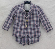 VINTAGE Imp Originals JACKET SUIT OUTFIT Shorts Shortalls  Boys 2T Plaid #145
