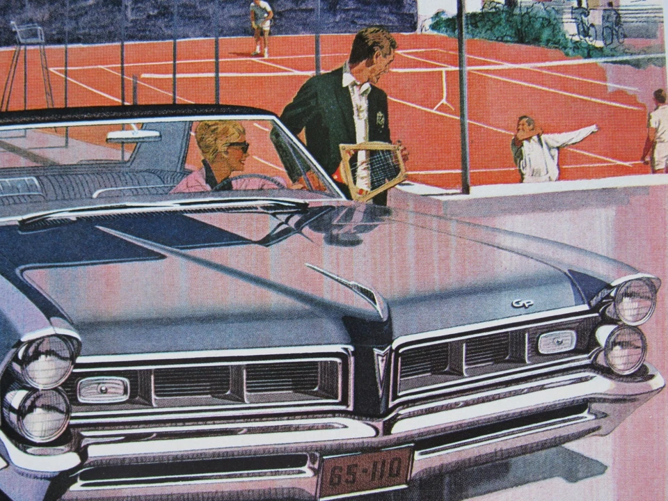 Pontiac Bonneville Vintage 1965 Fitz & Van Arte Original Impresión Anuncio 8,5 x 11" Foto 3 de 4